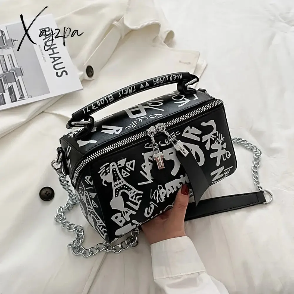 Xajzpa - 2023 Luxury Design Women Leather Handbags and Purse Fashion Crossbody Bags for Women Graffiti Handbags Shoulder Bags Women Bag