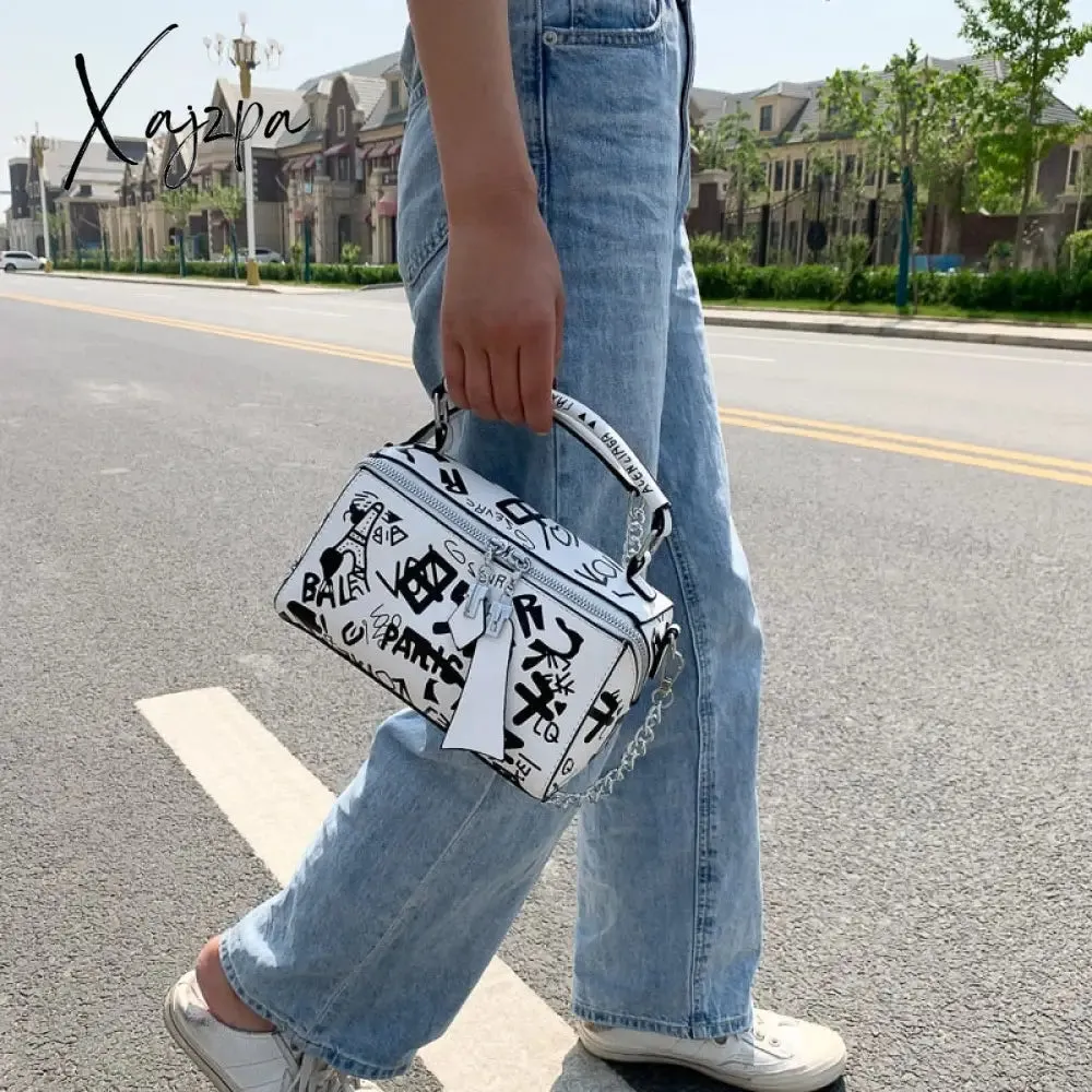 Xajzpa - 2023 Luxury Design Women Leather Handbags and Purse Fashion Crossbody Bags for Women Graffiti Handbags Shoulder Bags Women Bag