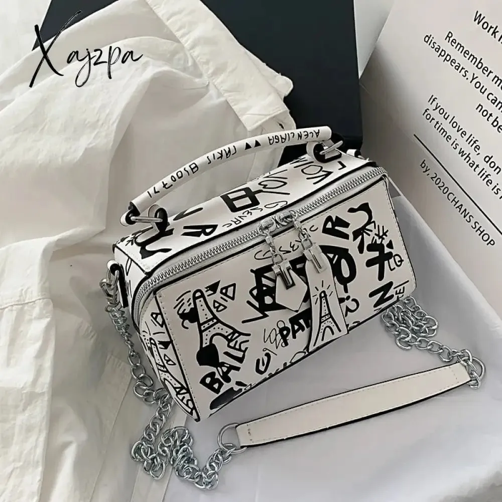 Xajzpa - 2023 Luxury Design Women Leather Handbags and Purse Fashion Crossbody Bags for Women Graffiti Handbags Shoulder Bags Women Bag