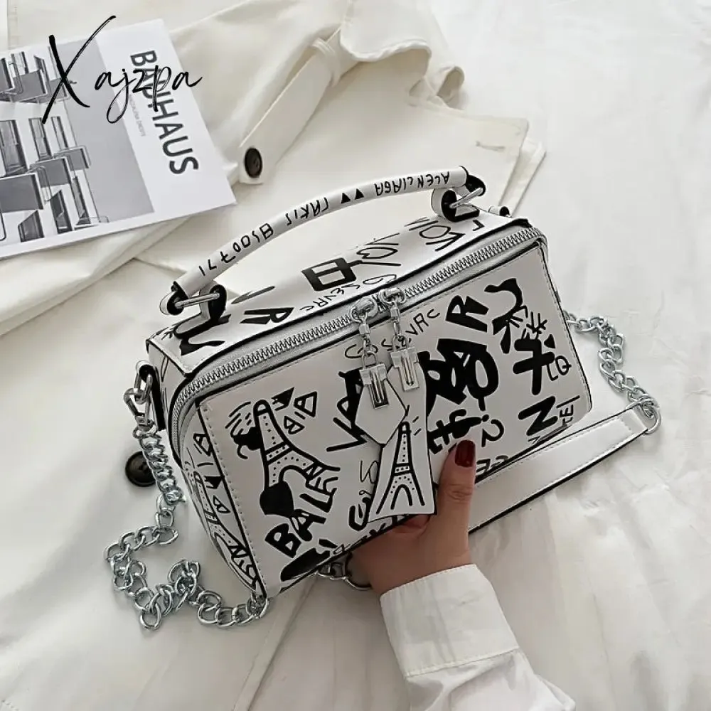 Xajzpa - 2023 Luxury Design Women Leather Handbags and Purse Fashion Crossbody Bags for Women Graffiti Handbags Shoulder Bags Women Bag