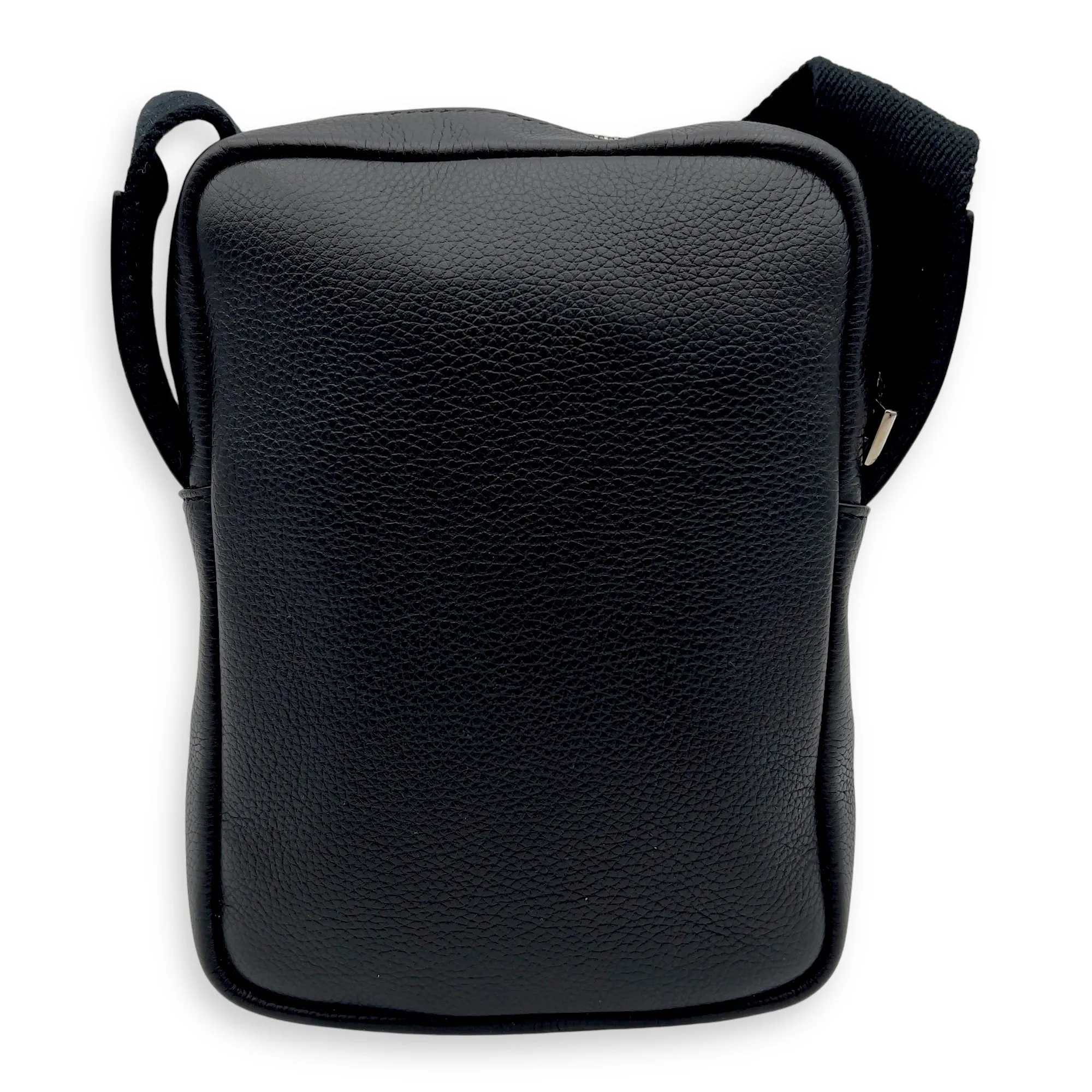 XS Military Black Crossbody Bag in Calfskin, Silver hardware
