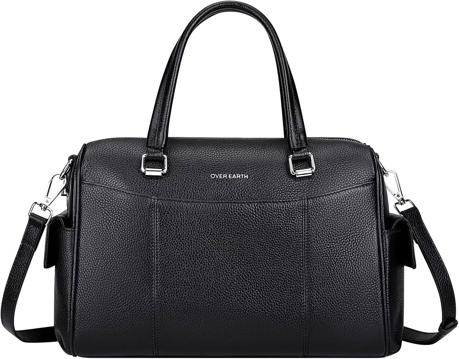XXGJOALD-Genuine Leather Satchel Purse for Women Women's Top-Handle Shoulder Handbags (O208E Black)