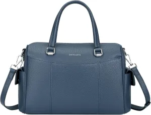 XXGJOALD-Genuine Leather Satchel Purse for Women Women's Top-Handle Shoulder Handbags (O208E Black)