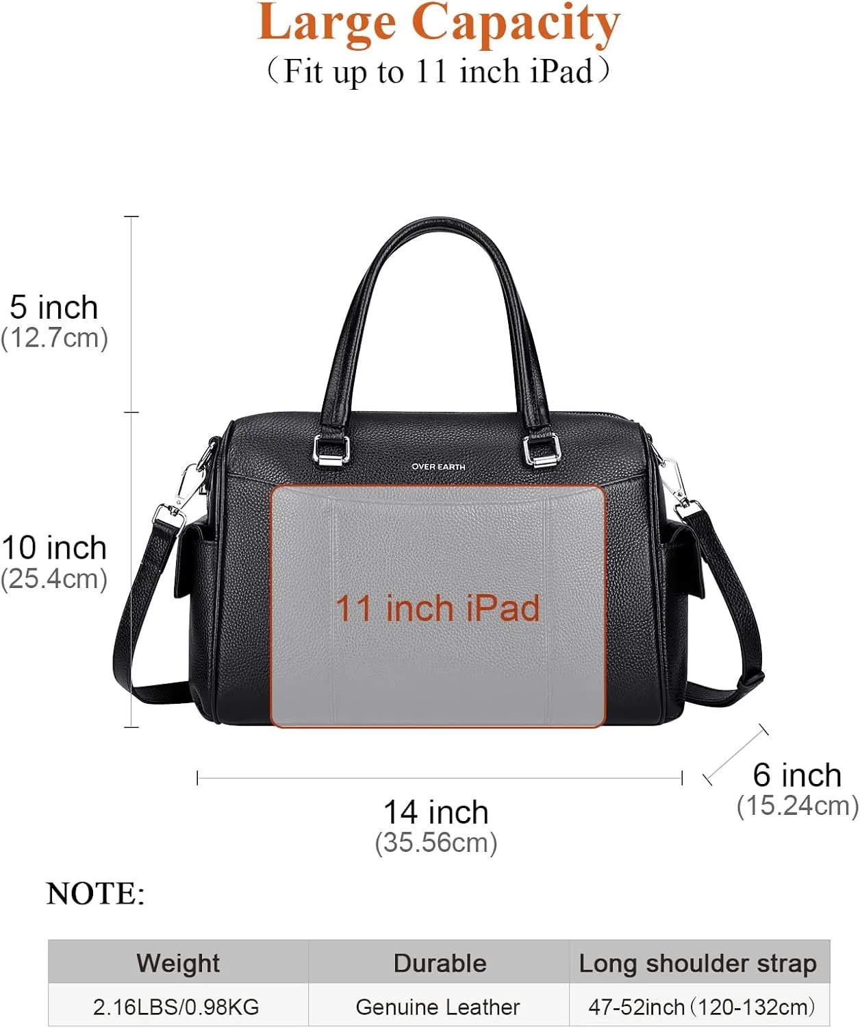 XXGJOALD-Genuine Leather Satchel Purse for Women Women's Top-Handle Shoulder Handbags (O208E Black)