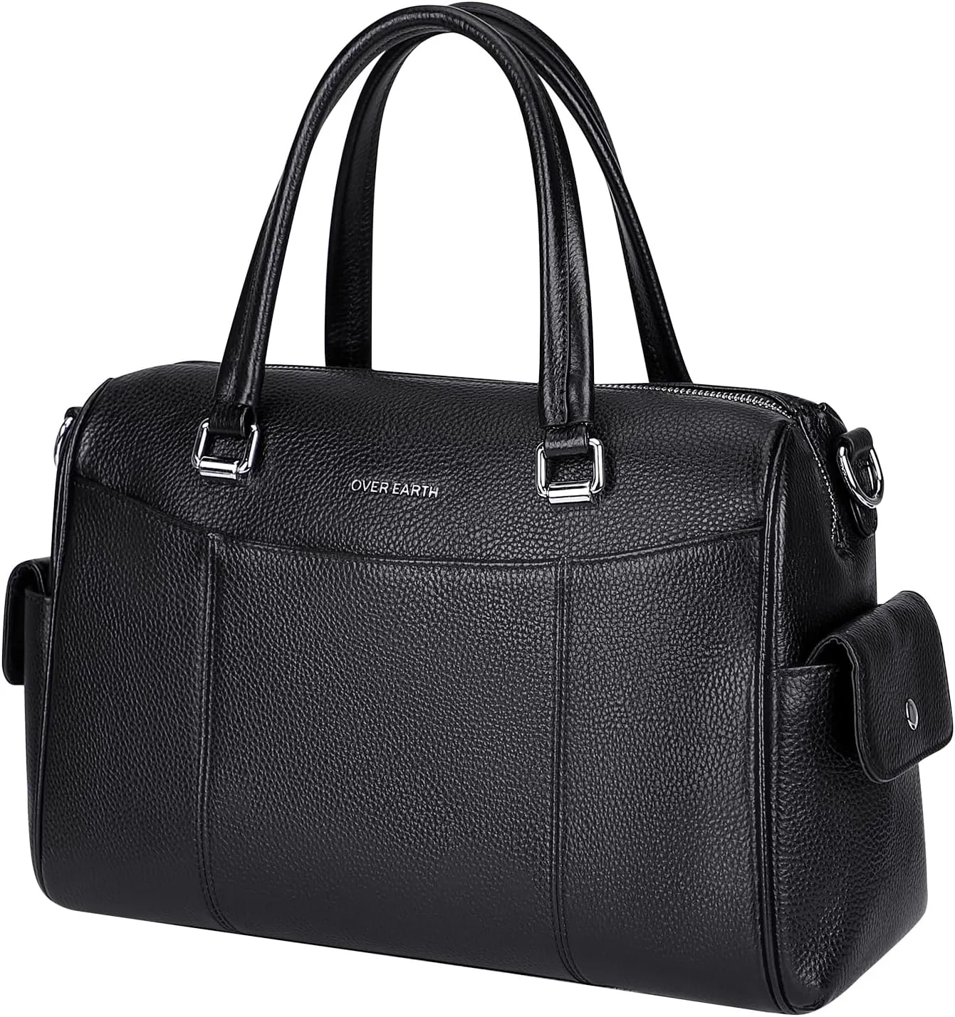XXGJOALD-Genuine Leather Satchel Purse for Women Women's Top-Handle Shoulder Handbags (O208E Black)