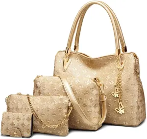 YAQUNICER Women Synthetic PU Leather Tote Satchel Hobo Backpack 4pcs Shoulder Top-Handle Crossbody Handbag