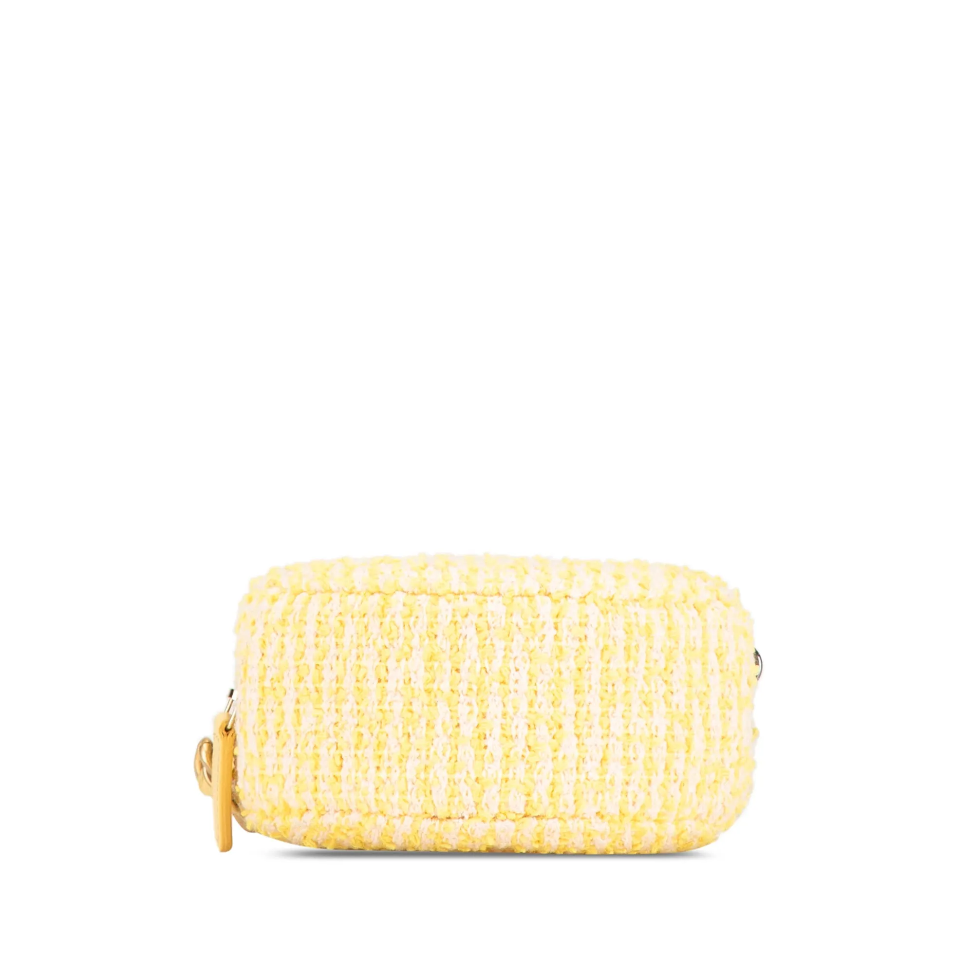 Yellow Chanel Tweed 19 Round Clutch with Chain Satchel