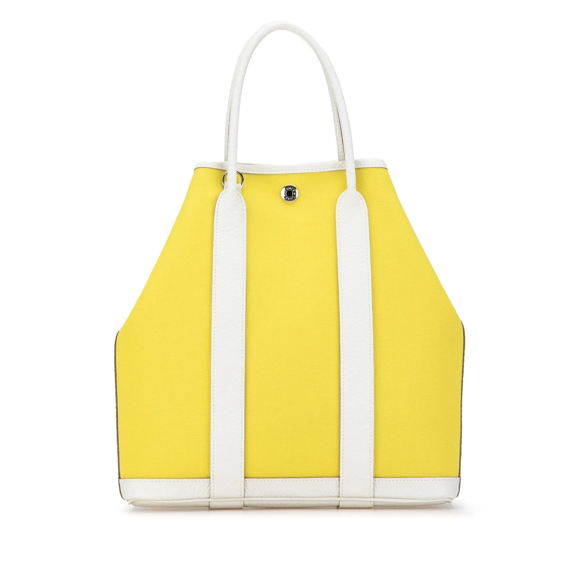 Yellow Hermès Military Toile and Negonda Garden File 28 Satchel