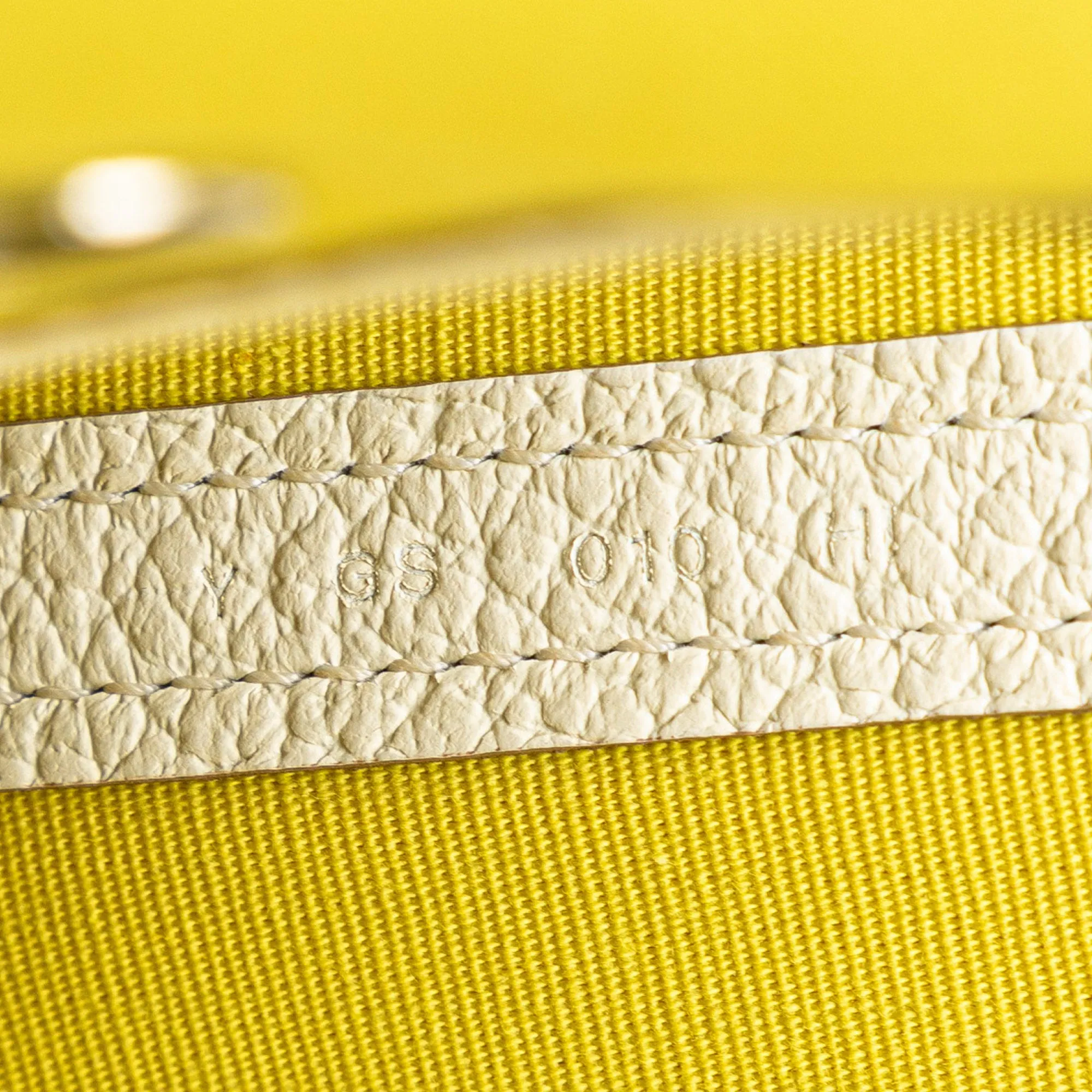 Yellow Hermès Military Toile and Negonda Garden File 28 Satchel