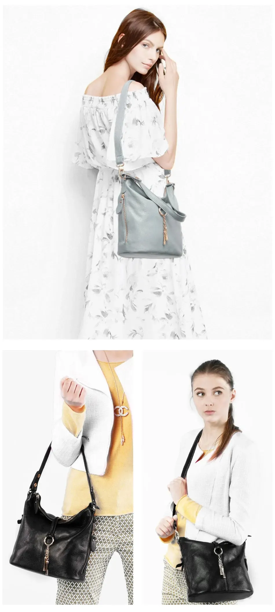 ZENCY Hobo Style Leather Handbag